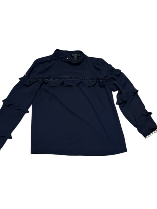 J. Crew Tops - J. Crew navy blue ruffled top blouse 0